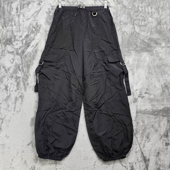 Pacsun Pants Womens XL Black D-Ring Cargo Pull On Parachute Jogger Slouchy Baggy - Picture 1 of 15